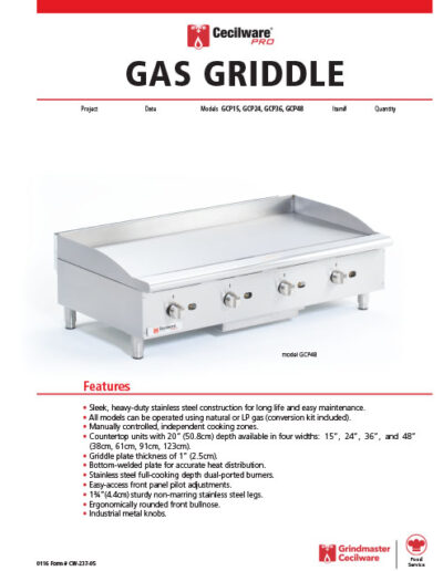 Cecilware Pro Gas Griddles