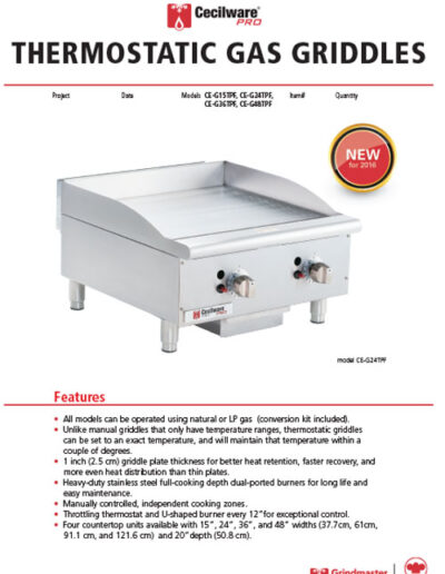 Cecilware Pro Thermostatic Griddle