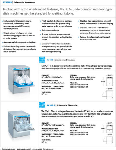 Meiko FV Series Undercounter