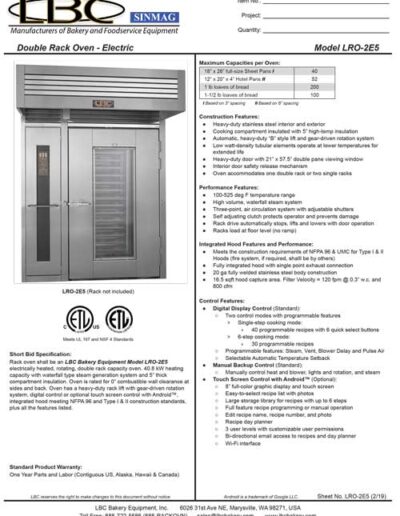 LBC Double Rack Oven – Electric Model LRO-2E5