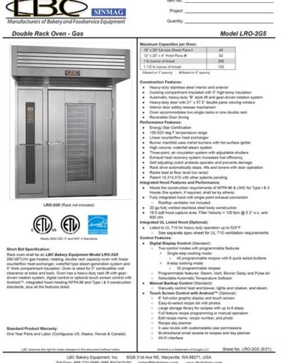 LBC Double Rack Oven – Gas Model LRO-2G5