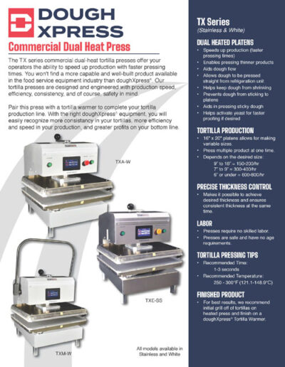 doughXpress Tortilla Press TX Series